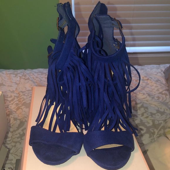 Royal blue Fringe heels - Picture 3 of 4